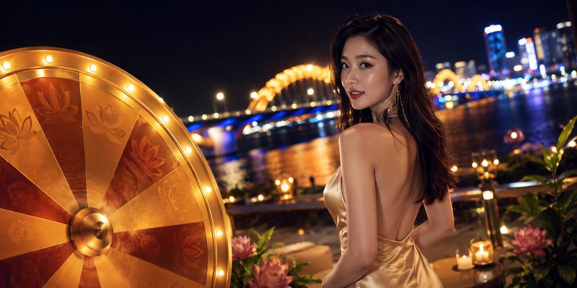 Người chơi thử vận may với vòng quay may mắn tại bãi biển Đà Nẵng