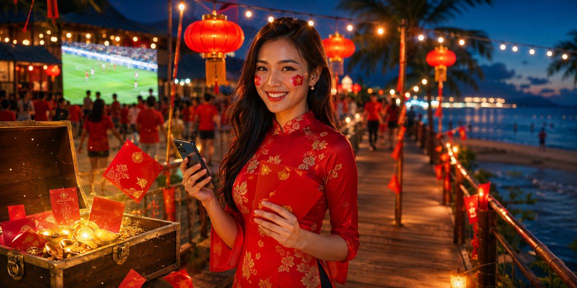 Người chơi nhận thưởng bao lì xì đỏ tại khu chợ đêm Phú Quốc – khuyến mãi nạp tiền